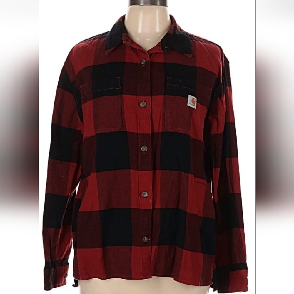 Carhartt Red and Black Plaid Button Down Shirt